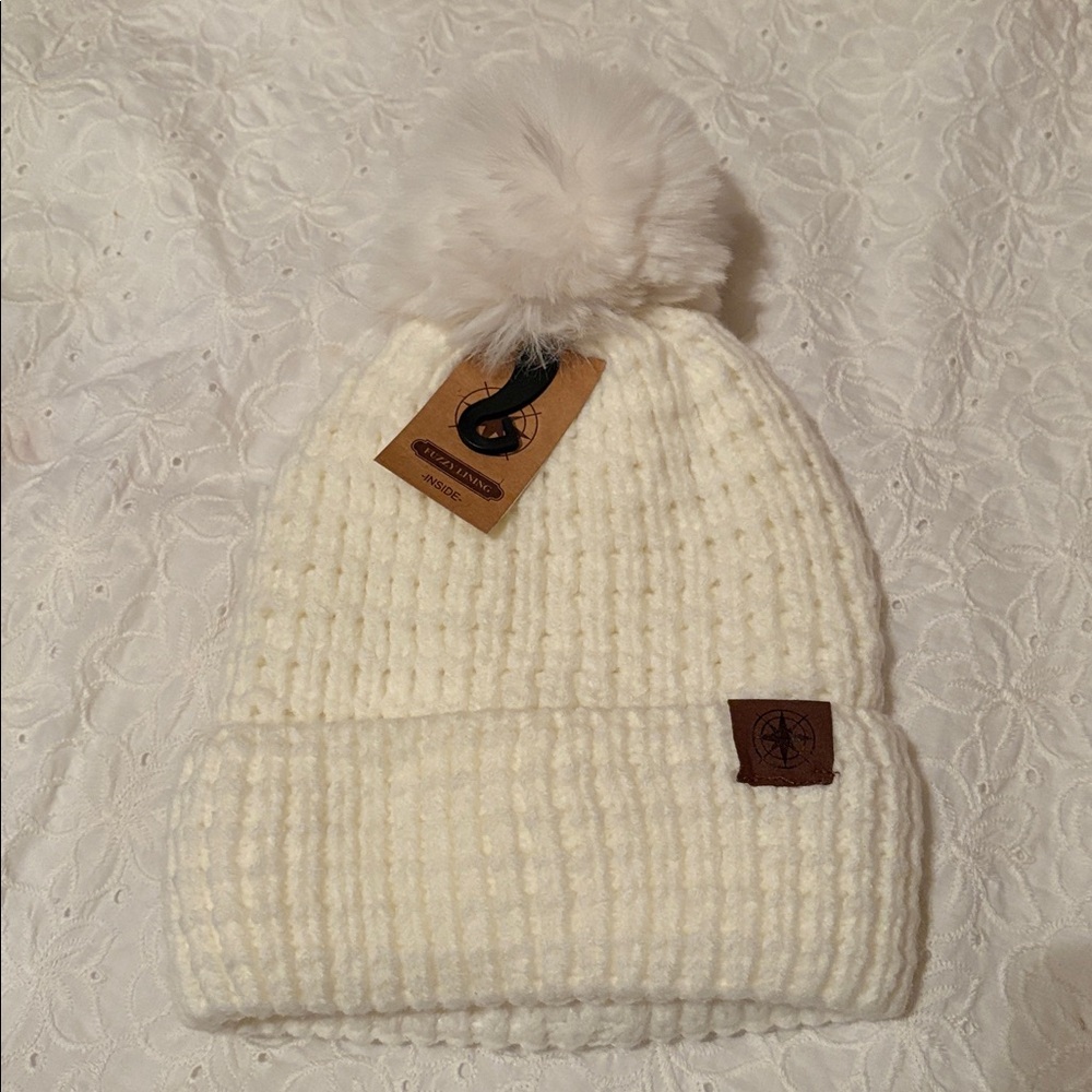 Cozy Knit Pom-Pom Beanie - Cream, Brown, Pink, or Multicolor - Picture 2 of 5